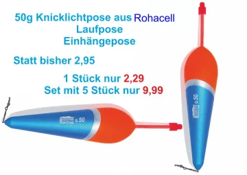 50g Knicklichtpose aus Rohazell - Raubfischpose - Einhängepose - Laufpose
