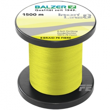 BALZER IronLine8 Spin Schnur 8-fach rund geflochten gelb 0,27mm 27,5kg à 50m TOP 
