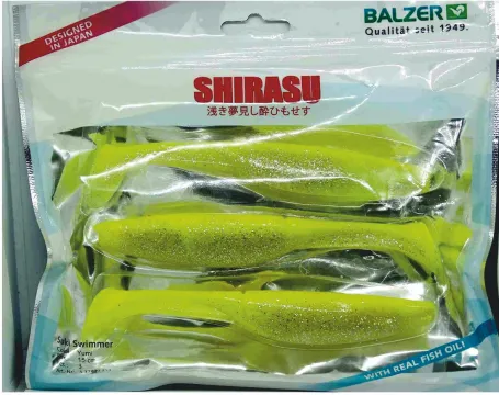 Balzer Shirasu Suki Swimmer Set Yumi 12,5cm, und 15cm Gummifisch mit Fischöl Zander Hecht