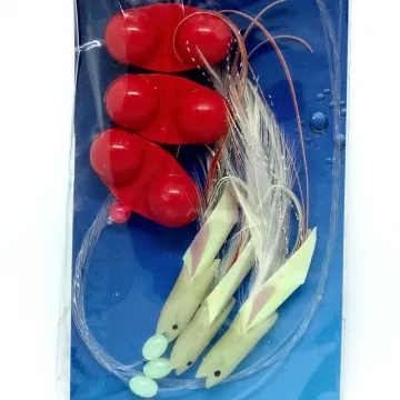 Makrelen mit rote Rattle-Vorfach DAM Makrelen Seelachs 3 Seitenarme Vorfach 0,60 mm