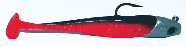 Trendax Jig Set in rot mit schwarzem Rücken Gummifische