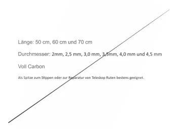 Vollcarbonspitze - Vollcarbon Rutenspitze - Carbon Spitze – Vollcarbonspitzen