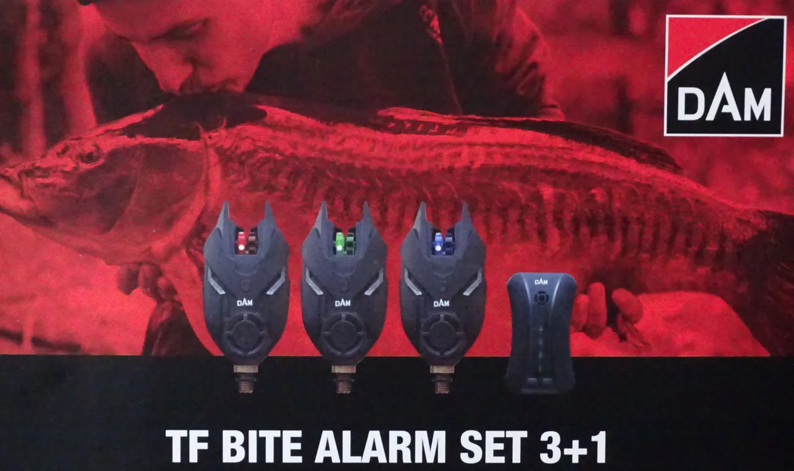 DAM Bissanzeiger Mad-HI-T Bite-Alarm Set 3+1 All Blue Karpfenangeln Batterien 