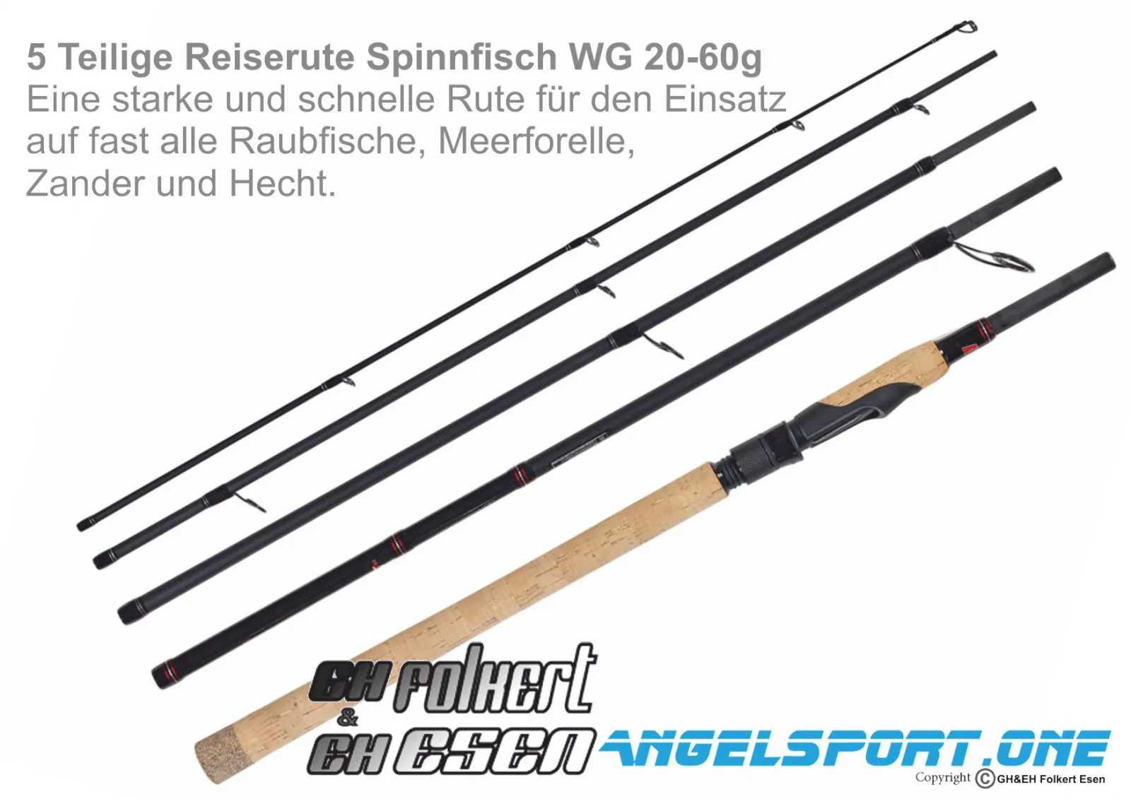 2,10 Spinnrute Reiserute Angelrute Barsch Hecht Carbon KUNFU 5-20g 110089 